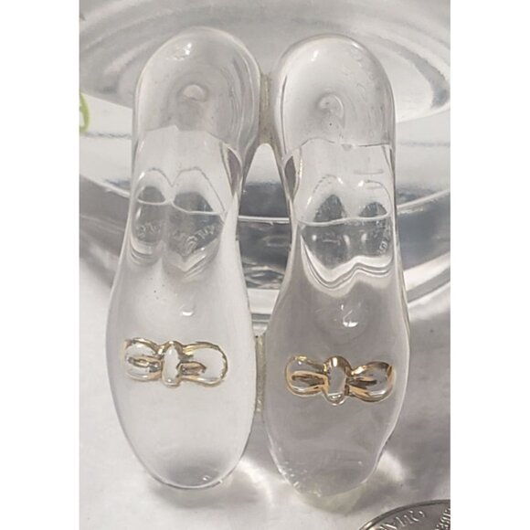 Vintage Clear Resin Miniature Shoes With Gold Bow Accent - Picture 3 of 4